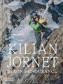 "82 ALPINE SUMMITS 19 DAYS" und "KILIAN JORNET BEYOND ENDURANCE" in großen Buchstaben. Ein Bergsteiger in eisiger Umgebung.