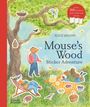 „Mouse’s Wood: Sticker Adventure“ von Alice Melvin zeigt Tiere bei einem Picknick unter einem Baum.