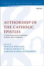 "Authorship of the Catholic Epistles" steht groß in der Mitte. Ein blassblauer Hintergrund mit abstraktem Muster und einem Verlag-Logo oben rechts.
