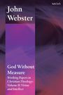Cover des Buches "God Without Measure" von John Webster, violette und dunkle abstrakte Hintergrundfarben.