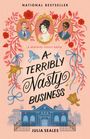 „A Terribly Nasty Business“ von Julia Seales, ein Bestseller, mit floralen Ornamenten und gezeichneten Porträts.