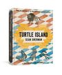 „Turtle Island“ von Sean Sherman, mit buntem geometrischem Muster, Tieren und Pflanzen als Illustration.
