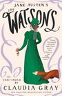 "JANE AUSTEN'S THE WATSONS, AS CONTINUED BY CLAUDIA GRAY." Frau in grünem Kleid mit Fuchs an der Seite.