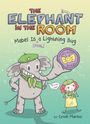 Text: "The Elephant in the Room: Mabel Is a Lightning Bug (Not), Jolly Joiner Badge, Troop 089!, by Cyndi Marko." Illustration eines lächelnden Elefanten neben einem Mädchen, beide in Pfadfinderoutfits.