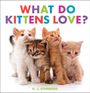 „WHAT DO KITTENS LOVE?“ und „D. J. STEINBERG“. Vier niedliche Kätzchen stehen dicht beieinander.