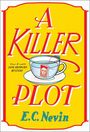 „A Killer Plot – A Jane Hepburn Mystery“ von E.C. Nevin in roter Schrift; Teetasse mit Totenkopf auf gelbem Hintergrund.