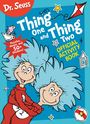Text: "Thing One and Thing Two OFFICIAL ACTIVITY BOOK". Dr. Seuss’ Charaktere mit blauen Haaren und roten Anzügen.