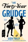 "Forty-Year Grudge", Silhouetten von zwei Frauen: eine mit Lupe, eine mit Koffer. "Solving crimes..." und "one argument at a time".