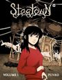 „Stagtown“, „Volume 1“, „Punko“; ein Mädchen in rotem Pullover vor einem Karussell mit Hirschen, düstere Stimmung.