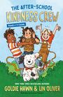 "The After-School Kindness Crew" in großer Schrift, drei Kinder fröhlich spielend mit einem Hund im Vordergrund.