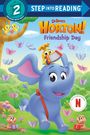 Text: "STEP INTO READING", "Horton! Friendship Day". Illustration: Ein blauer Elefant mit einem gelben Vogel. Bunte Schmetterlinge.