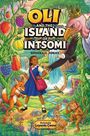 "Oli and the Island of Intsomi" oben. Ein Mädchen mit Tieren in einer bunten Dschungellandschaft; ein Geier mit Krone.