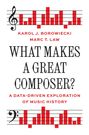 Logo, Notenzeilen mit rotem Histogramm. Titel: „WHAT MAKES A GREAT COMPOSER?“ Autoren: KAROL J. BOROWIECKI, MARC T. LAW.