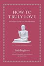"HOW TO TRULY LOVE" ist oben zu lesen, darunter ein Buddha in Meditationshaltung auf rosa Hintergrund.