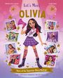 „Let's Meet Olivia“ und „Story of the Superstar Olivia Rodrigo“. Illustration von Olivia mit pinkem Megafon, umgeben von Fotos.