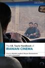 Text: "The I.B. Tauris Handbook of Iranian Cinema." Zwei Männer auf einem Motorrad, gesehen durch eine Windschutzscheibe.