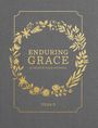 "ENDURING GRACE: A CHURCH YEAR JOURNAL YEAR B" in goldener Schrift, umgeben von blumengeschmücktem Kranz auf grauem Hintergrund.