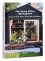Buchcover: "The Home Office Reimagined" - modernes Büro im Garten, Holzfassade, Sitzplätze, Pflanzen.