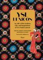 "YSL Lexicon: An ABC of the Fashion, Life, and Inspirations of Yves Saint Laurent." Bunter Blumenhintergrund, rote Robe.