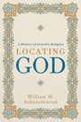 Text: "A History of Israelite Religion. Locating God. William M. Schniedewind." Ornamentale Bordüre in Blau und Gold.