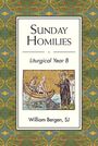 "Sunday Homilies. Liturgical Year B. William Bergen, SJ." Vintage Mosaik eines Bootes mit Figuren, einer zeigt auf Fische.
