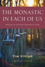 "The Monastic in Each of Us" und "Reflections on Early Desert Spirituality for Today" sind in Weiß auf Rot. Im Hintergrund ein Wald.