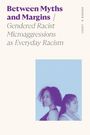 Text: "Between Myths and Margins / Gendered Racist Microaggressions as Everyday Racism." Zwei Frauen im Profil, Rücken an Rücken.