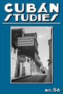 "Cuban Studies No. 56" in Großbuchstaben. Schwarz-weißes Straßenszene-Foto, eine Person geht eine ruhige Straße entlang.