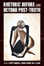 „RHETORIC BEFORE AND BEYOND POST-TRUTH“. Eine abstrakte Figur in geduckter Haltung in braunen und schwarzen Tönen.
