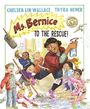 "Ms. Bernice to the Rescue!" steht groß auf der Illustration. Eine fröhliche Szene mit Kindern und einer Frau, die aufräumen.