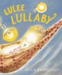 "LULEE LULLABY" und "OLGA PASTUCHIV" sind in gelber und weißer Schrift. Illustration zeigt ein Baby in einer Hängematte.