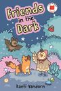 "Friends in the Dark" und "Kaeti Vandorn". Illustration: Nachtlandschaft mit Fledermaus, Katze, Vogel und kleinen Kreaturen.