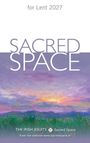 „Sacred Space“ in großen Buchstaben, darunter eine pastellfarbene Landschaft mit Sonnenuntergang und grüner Vegetation.