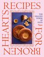Texte: RECIPES FOR BROKEN HEARTS, THE HEALING POWER OF FOOD. Abbildung von Brot und Honig auf blauem Hintergrund.
