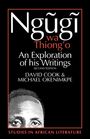 "Ngũgĩ wa Thiong'o: An Exploration of his Writings, Second Edition. David Cook & Michael Okenimkpe." Unten: Gesicht in Schwarz-Weiß.