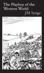 „The Playboy of the Western World, JM Synge“. Schwarz-weiße Zeichnung einer Menschenansammlung auf einem Feld.