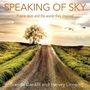 "Speaking of Sky: Prairie skies and the words they inspired" in großer Schrift. Ein Baum steht am Ende eines einsamen Weges.