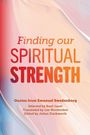 „Finding our Spiritual Strength“, Zitate von Emanuel Swedenborg. Farbenfroher Hintergrund in Rot, Blau und Creme.