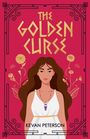 „THE GOLDEN CURSE” und „KEVAN PETERSON“ in goldener und schwarzer Schrift. Illustration: Frau in weißem Kleid mit langen braunen Haaren.