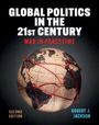 "GLOBAL POLITICS IN THE 21ST CENTURY: WAR IN PEACETIME" in Weiß und Rot. Globus mit roten Linien. Autor: Robert J. Jackson.