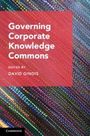 „Governing Corporate Knowledge Commons“, herausgegeben von David Gindis. Bunte, diagonale Linien im Hintergrund.