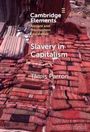 Text: "Cambridge Elements. Ancient and Premodern Economics. Slavery in Capitalism. Tamis Parron." 
Darunter liegen rote Stoffrollen.