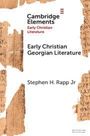 Text: "Cambridge Elements Early Christian Literature: Early Christian Georgian Literature, Stephen H. Rapp Jr."  
Abstraktes Design mit Papyrus-Stil.