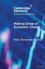 Cambridge Elements, Making Sense of Economic Change, Félix-Fernando Muñoz. Blaues abstraktes Design mit Linien und Formen.