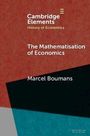Text: "Cambridge Elements, History of Economics, The Mathematization of Economics, Marcel Boumans." Abstrakte Formen in Rot und Blau.