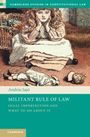 Text: "MILITANT RULE OF LAW: LEGAL IMPERFECTION AND WHAT TO DO ABOUT IT." Illustration: Kind hält Ohren zu, Puppe am Boden.