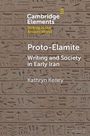 „Cambridge Elements: Writing in the Ancient World. Proto-Elamite: Writing and Society in Early Iran. Kathryn Kelley.“ Hintergrund: Alte Schriftzeichen auf braunem Stein.