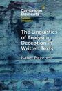 Buchcover mit dem Text: "The Linguistics of Analysing Deception in Written Texts" von Isabel Picornell. Blauer, abstrakter Hintergrund.