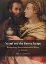 "Vasari and the Sacred Image", zwei Figuren in historischer Kleidung, dunkler Hintergrund, Renaissance-Stil.