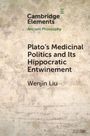Text: "Cambridge Elements: Ancient Philosophy. Plato's Medicinal Politics and Its Hippocratic Entwinement. Wenjin Liu." Hintergrund wie gealtertes Papier.